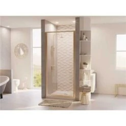 Coastal Shower Doors L24.66N-C Legend 23.625 In. To 24.625 In. X 64 In. Framed Hinged Shower Door In Brushed Nickel With Clear Glass