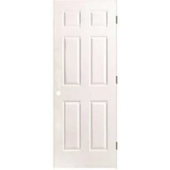 Masonite 34 X 80 RH 6-PNL PH 34 In. X 80 In. Textured 6-Panel Primed White Right Handed Hollow Core Composite Single Prehung Interior Door
