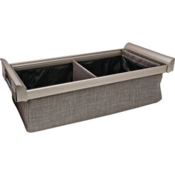 Hafele 807.77.622 Divided Deep Drawer, TAG ENGAGE 24" Matt Nickel With Slate Fabric, 24" Width Slate Fabric, Matt Nickel
